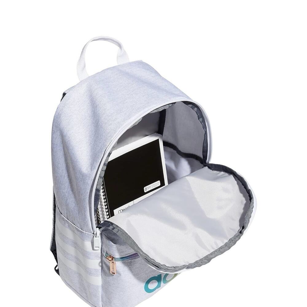 ADIDAS Classic Youth 3S Backpack Jersey White/Rose Gold Rainbow Bookbag NWT - Picture 3 of 5